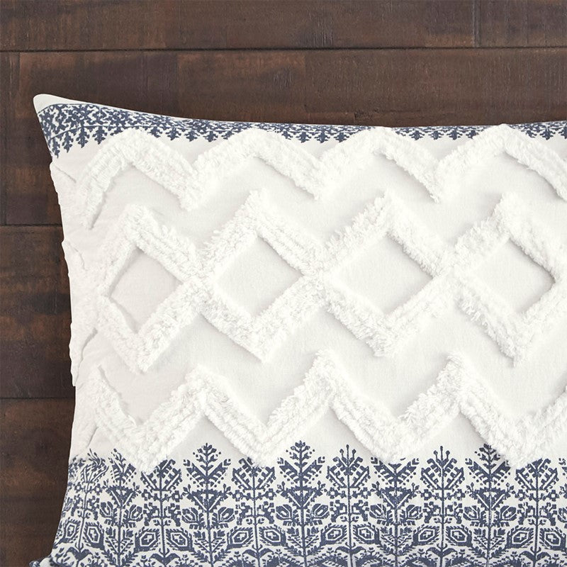 Nautical Mila Cotton Comforter Set with Chenille Tufting in Navy Blue