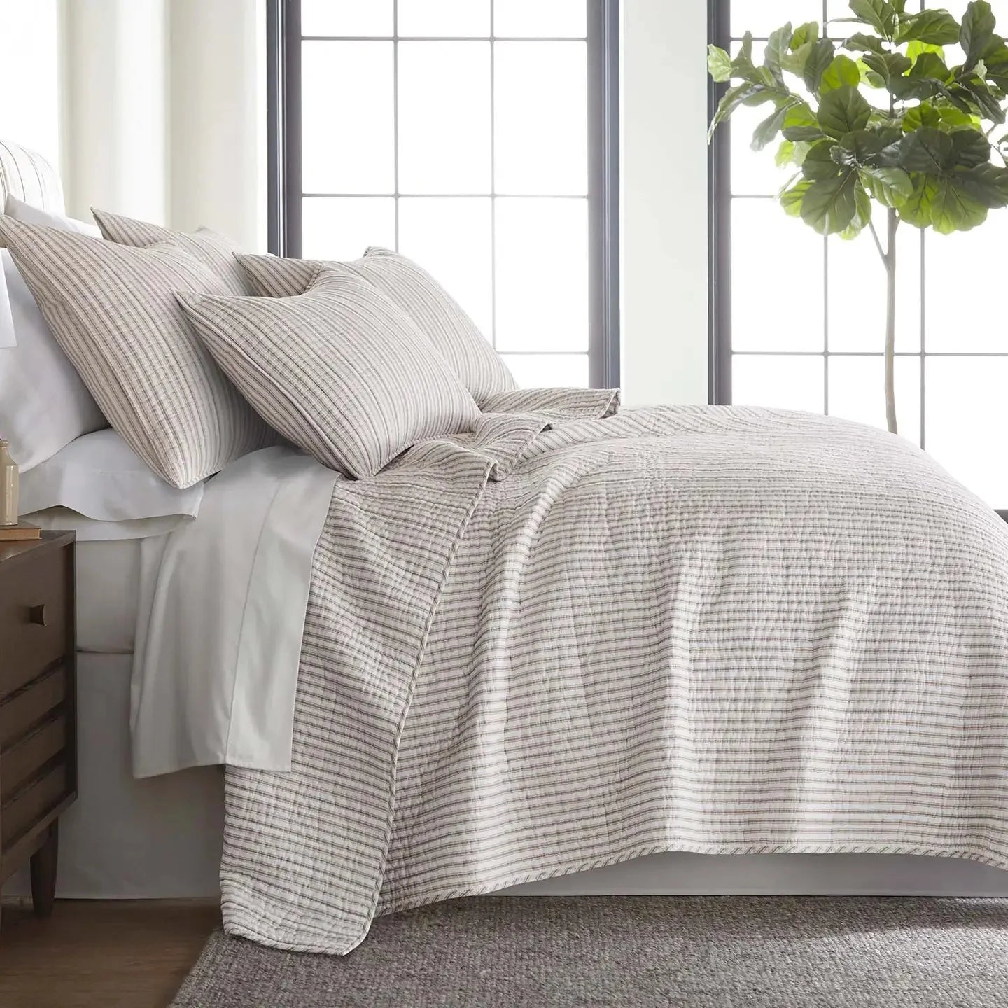 Tobago Stripe Reversible Quilt Set Nautical Bedding Set