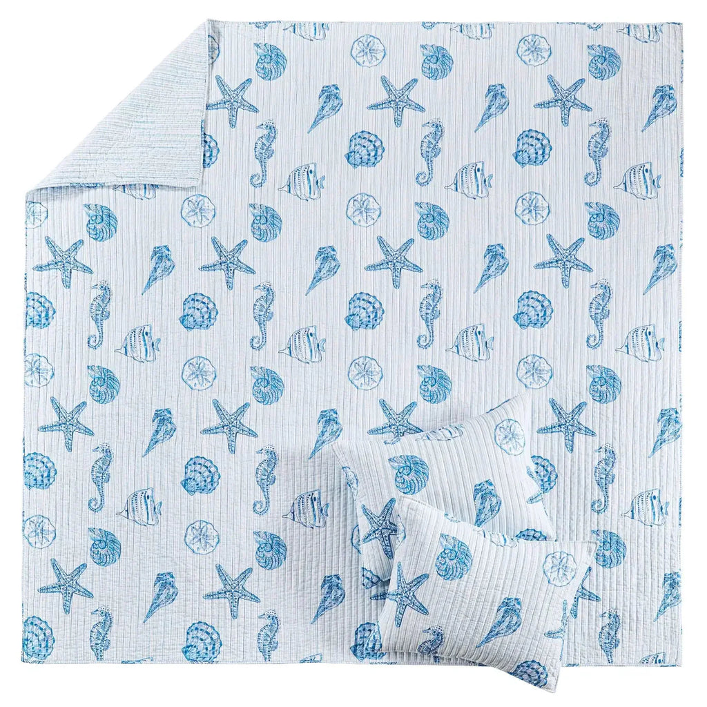 Complete 7PC Sandy Cove Coastal Bedding Ensemble