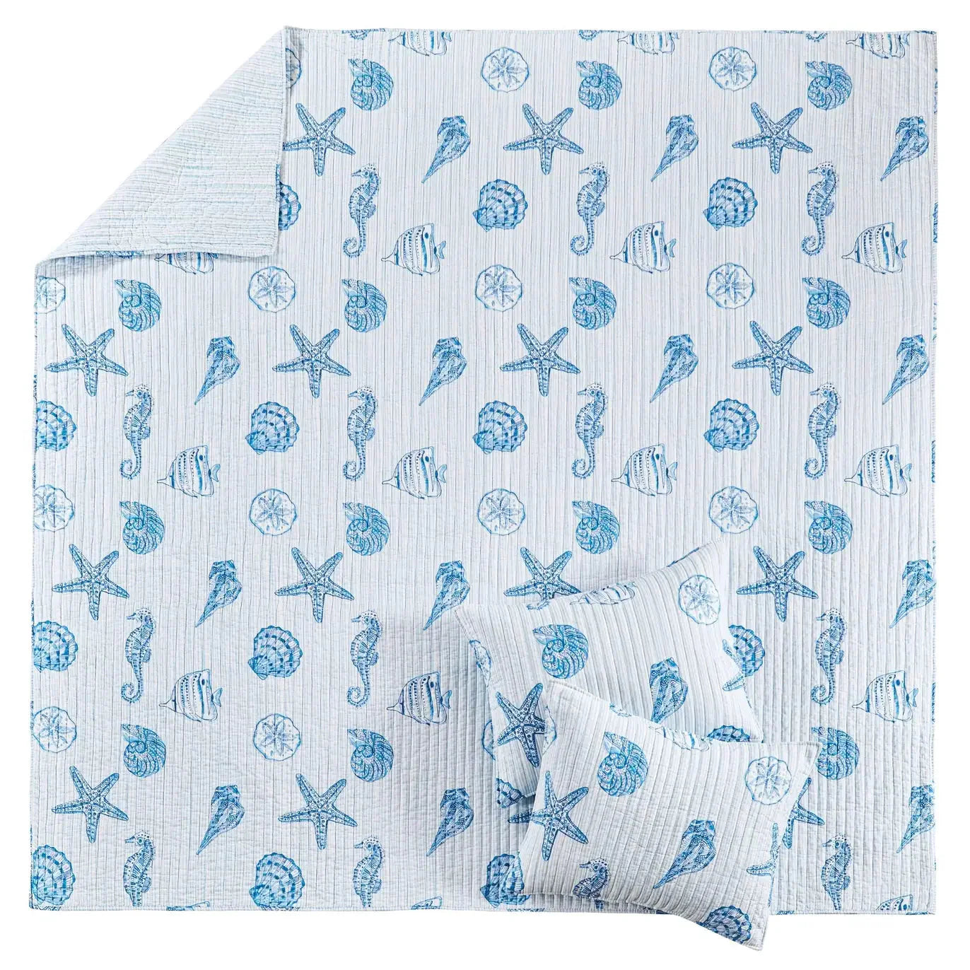Complete 7PC Sandy Cove Coastal Bedding Ensemble