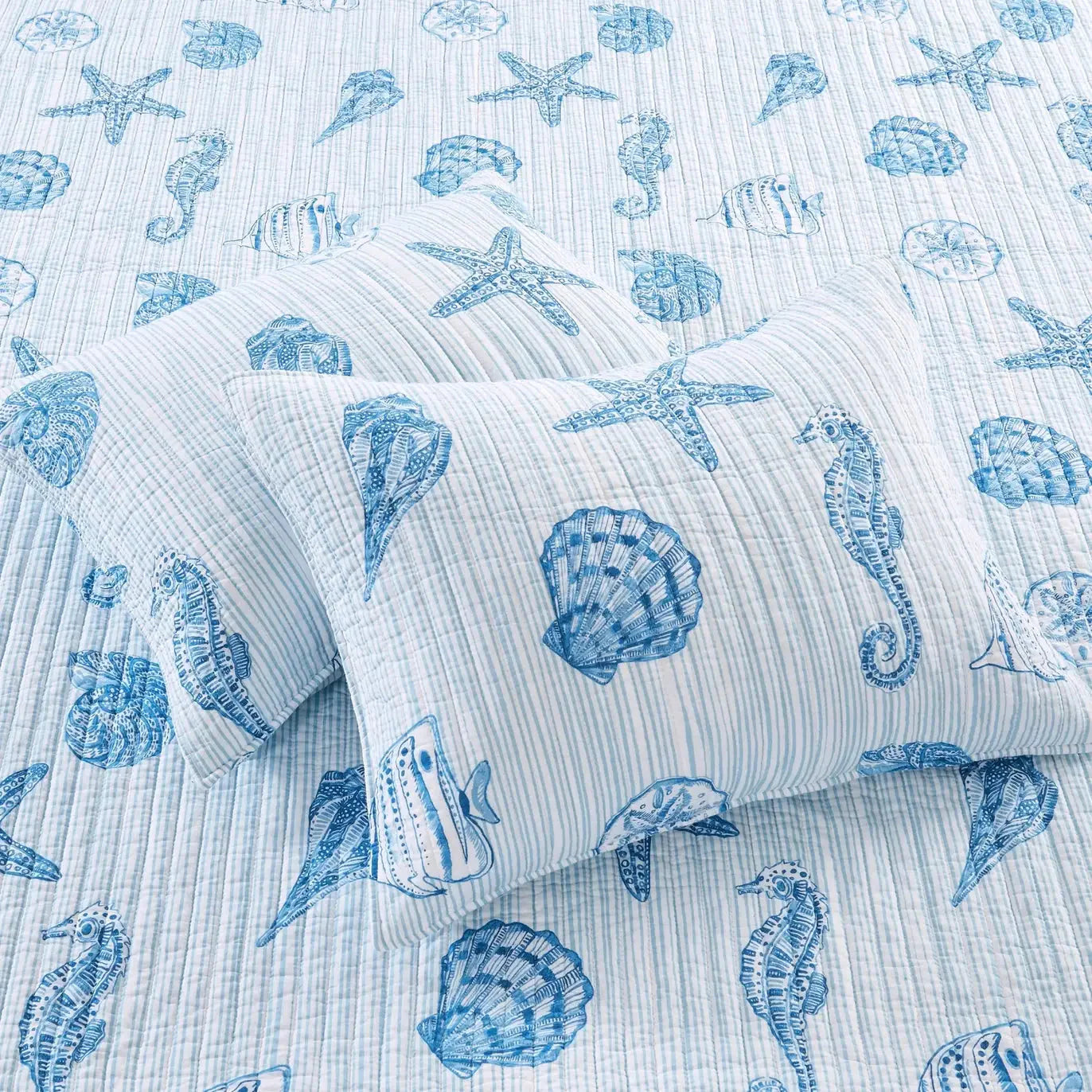 Complete 7PC Sandy Cove Coastal Bedding Ensemble
