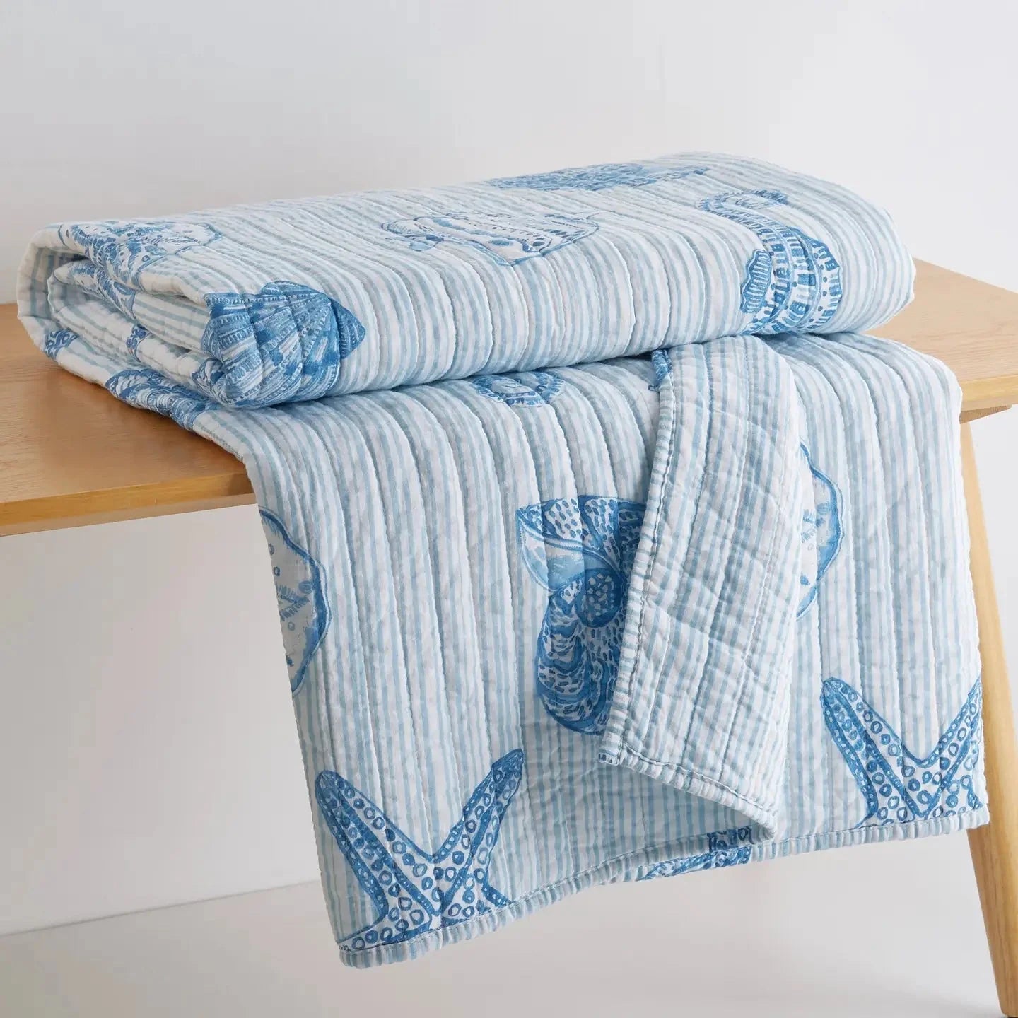 Sandy Cove Quilted Throw Blanket - Coastal Throw Blanket