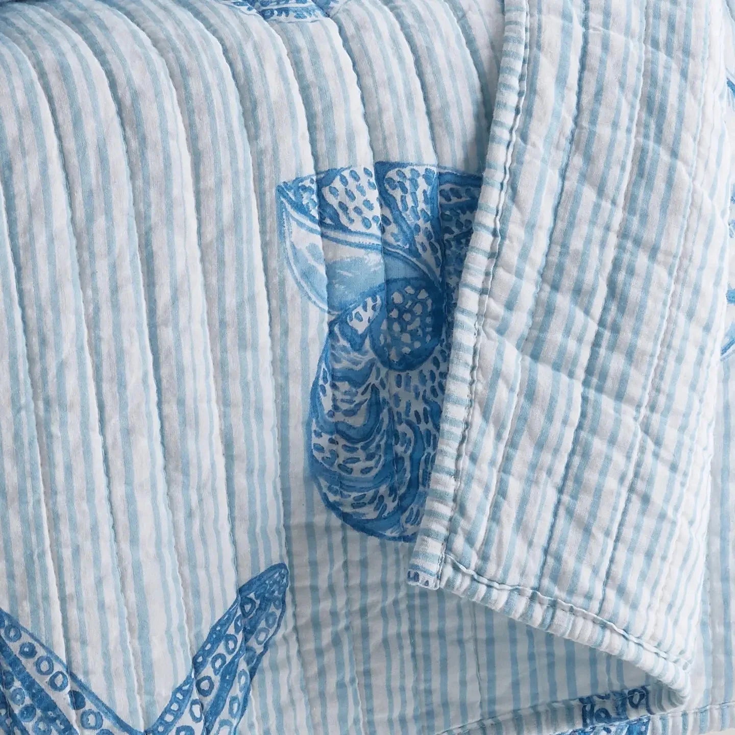 Sandy Cove Quilted Throw Blanket - Coastal Throw Blanket