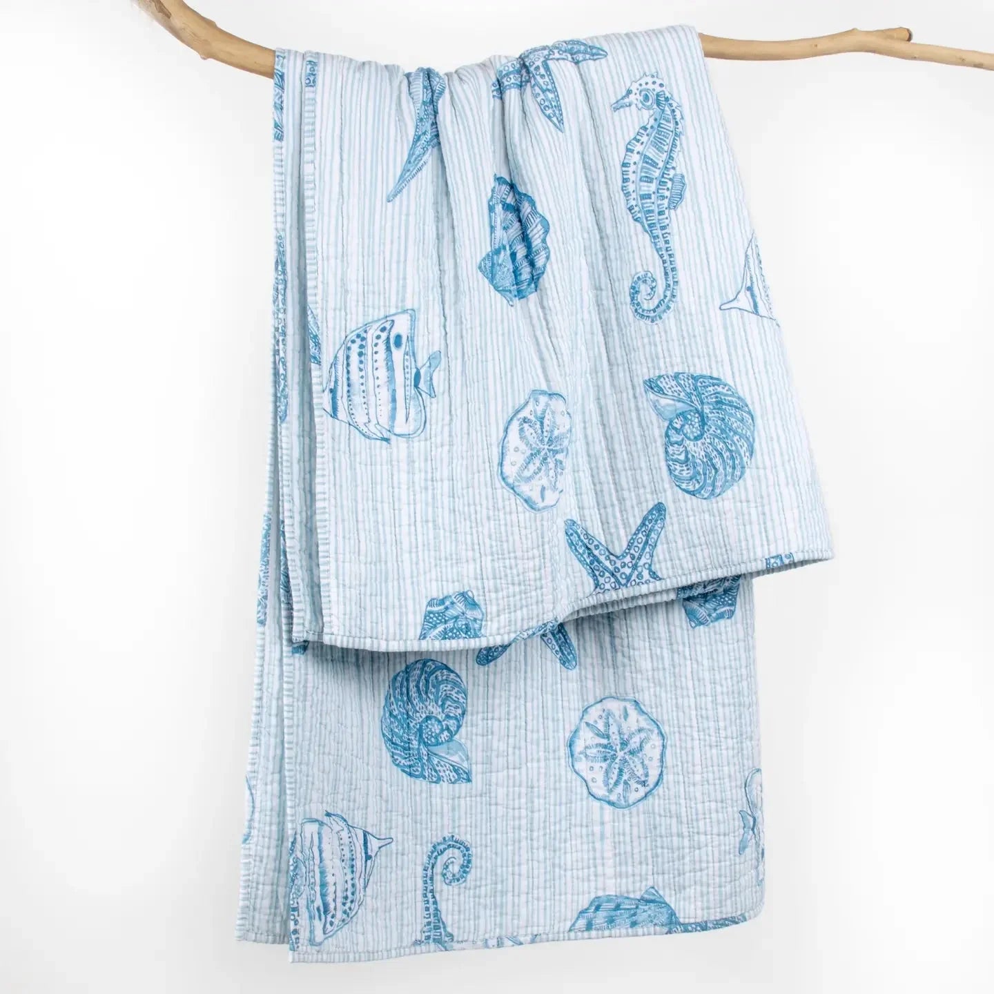 Sandy Cove Quilted Throw Blanket - Coastal Throw Blanket