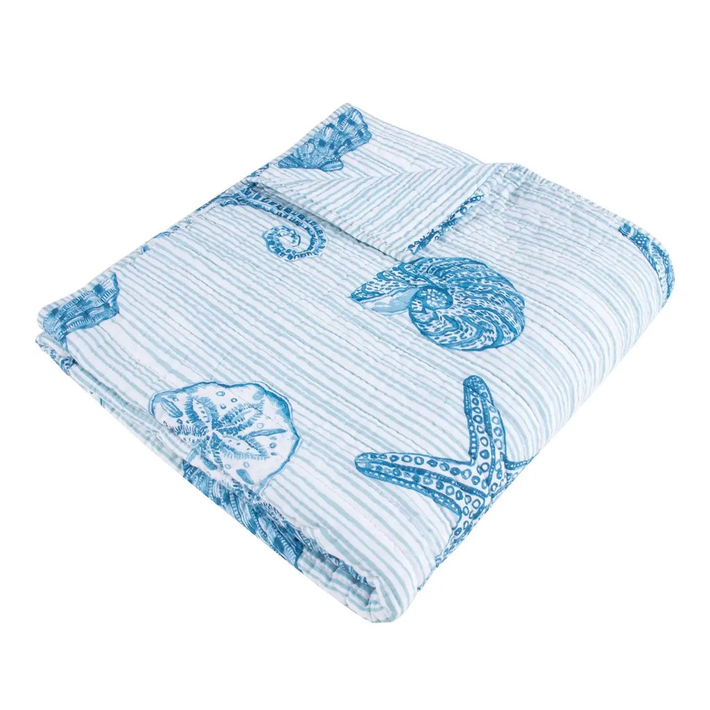 Sandy Cove Quilted Throw Blanket - Coastal Throw Blanket