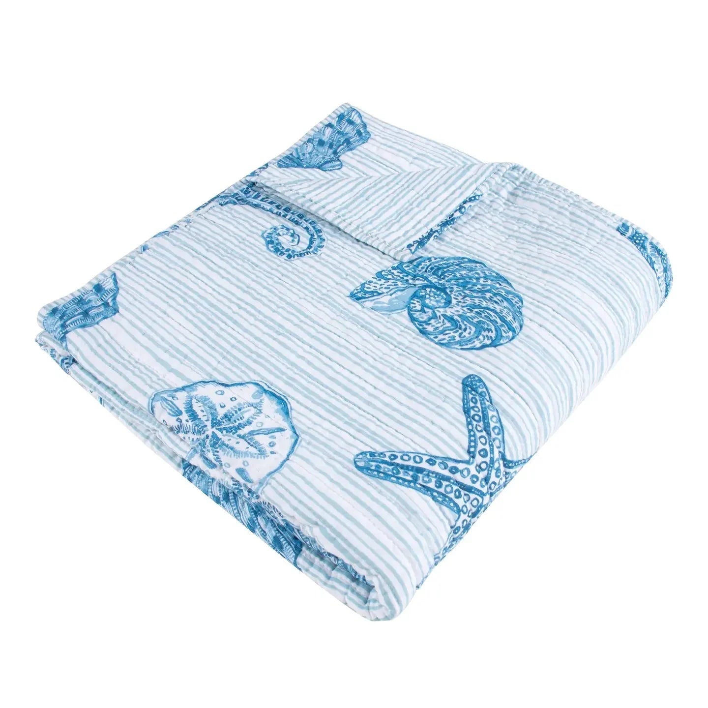 Sandy Cove Quilted Throw Blanket - Coastal Throw Blanket