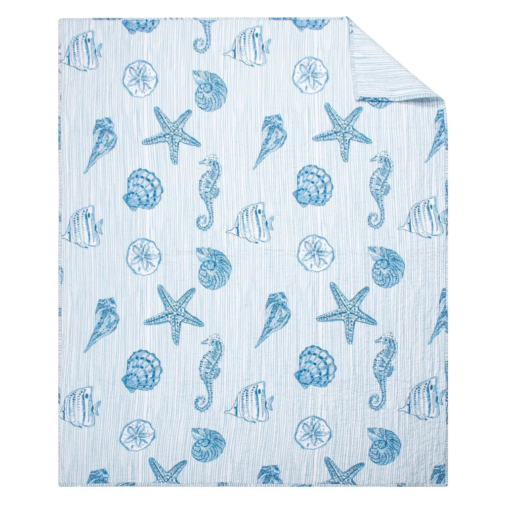 Sandy Cove Quilted Throw Blanket - Coastal Throw Blanket