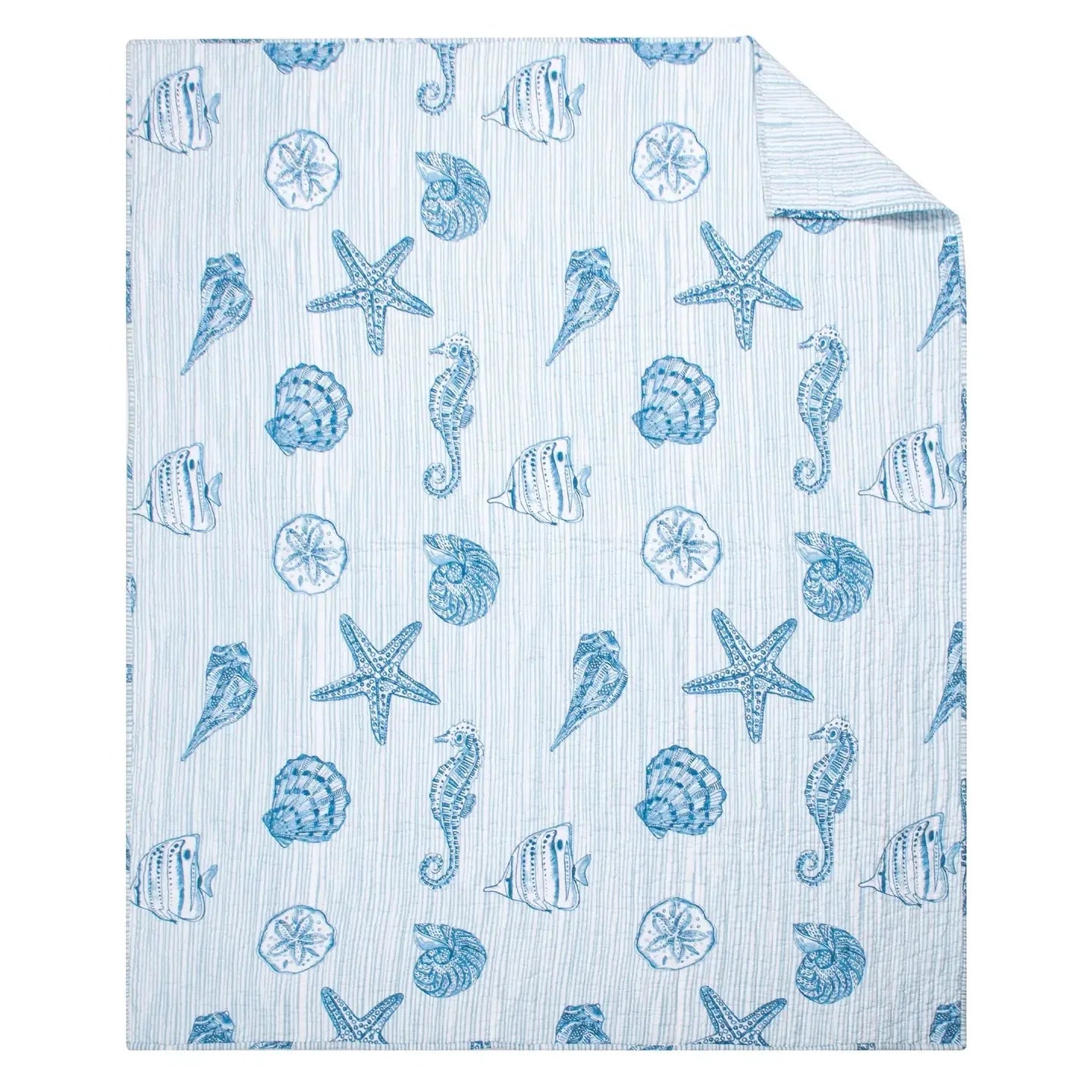 Sandy Cove Quilted Throw Blanket - Coastal Throw Blanket