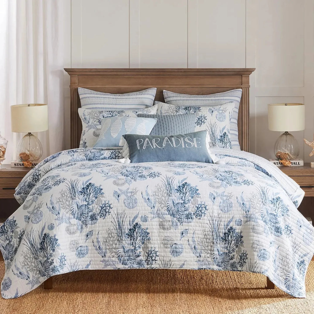 Sandy Cove Quilted Throw Blanket - Coastal Throw Blanket