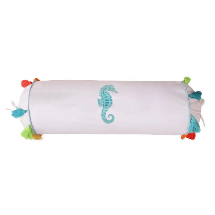 Seahorse Embroidered Neck Roll Pillow