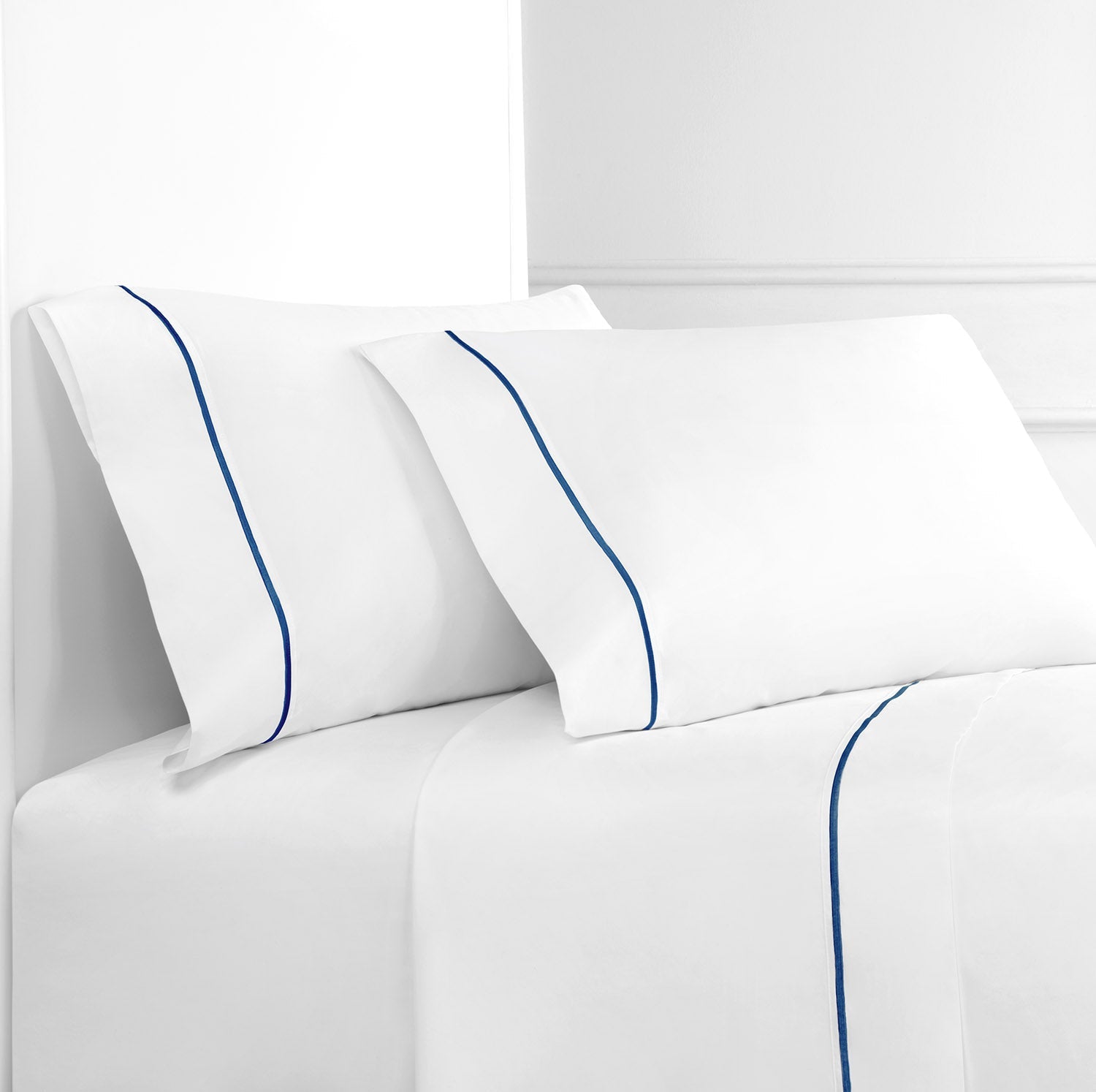 Single Stripe Embroidered 300TC 100% Cotton Percale Sheet Set