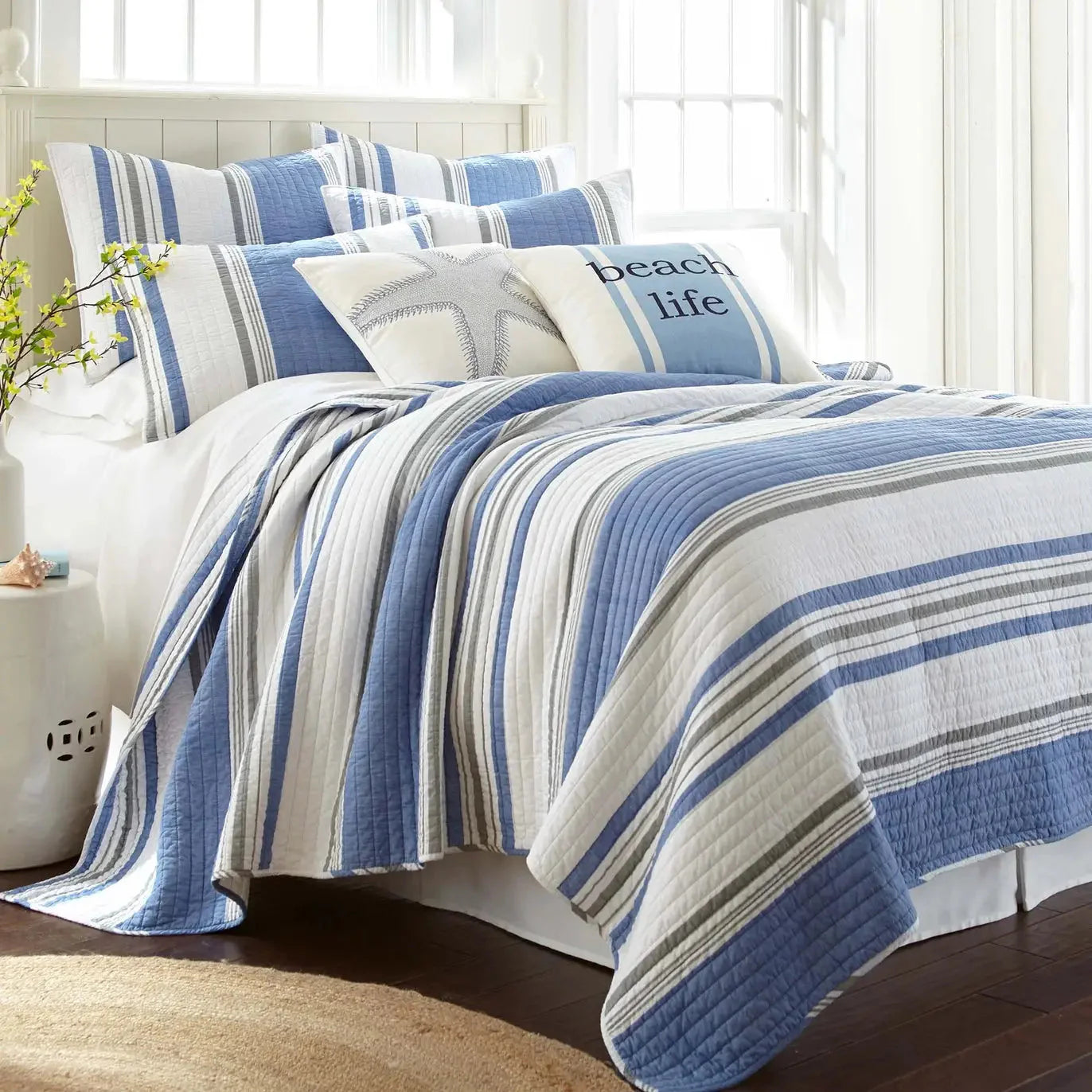 St Bart Stripe Quilt Set - Quahog Bay Bedding