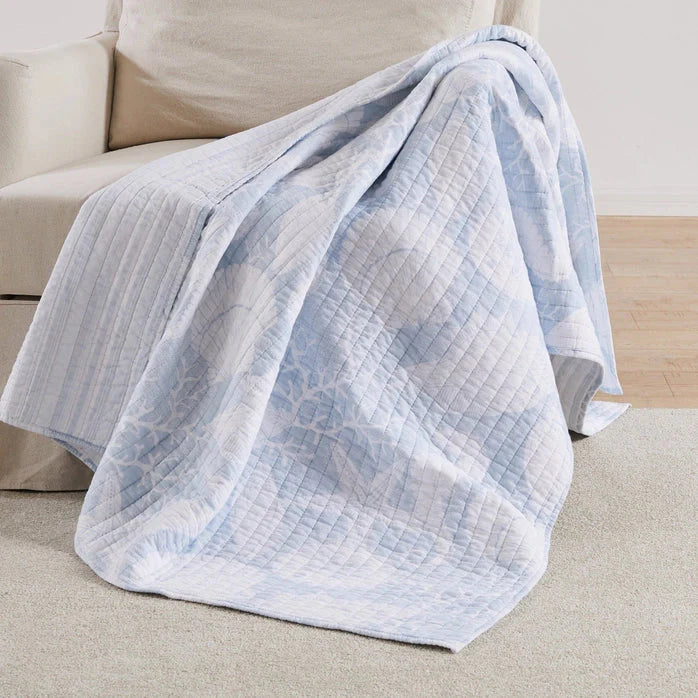 Stillwater Coastal Blue Quilted Throw Blanket - Coastal Throw Blanket