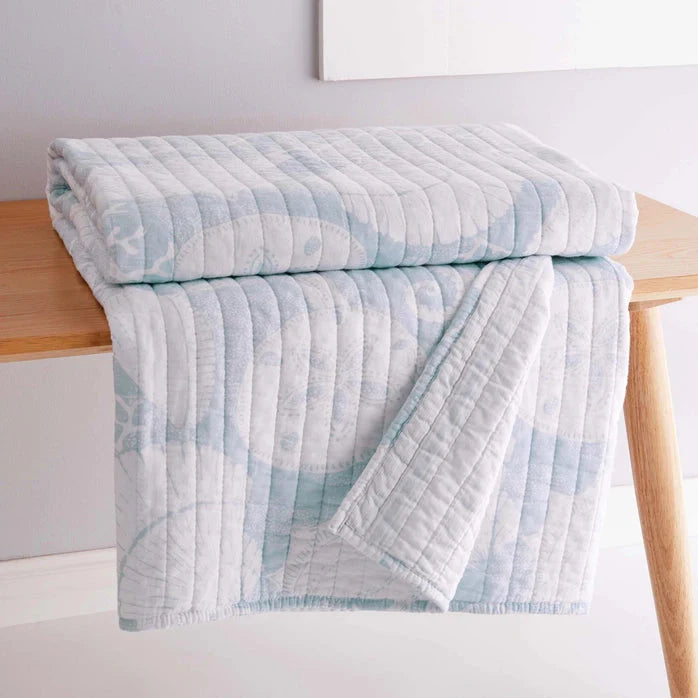 Stillwater Coastal Blue Quilted Throw Blanket - Coastal Throw Blanket