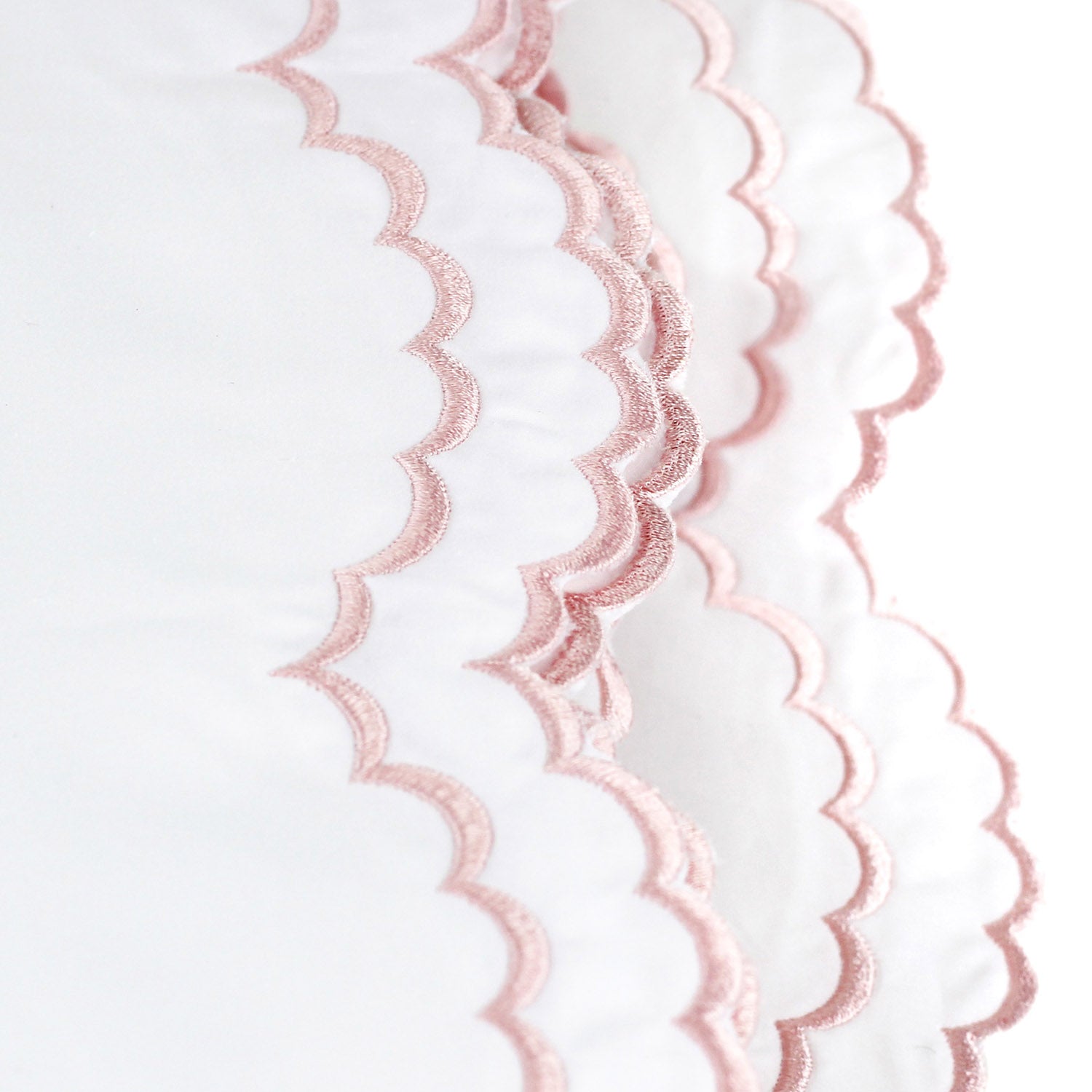Double Scalloped Edge Embroidered Percale Sheet Set