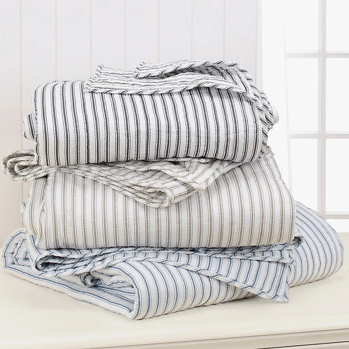 Tobago Stripe Reversible Quilt Set Nautical Bedding Set