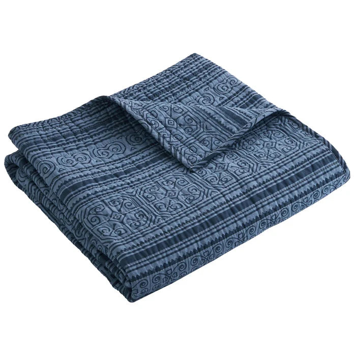 Tolteca Navy Blue Quilted Throw Blanket  -Nautical Throw Blanket
