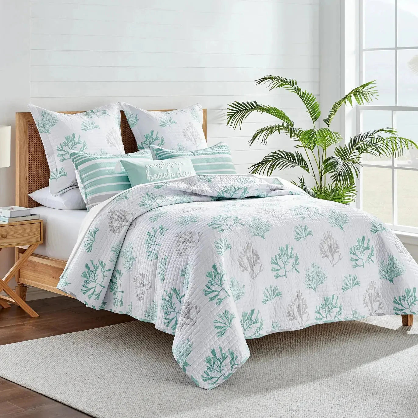Truro 100% Cotton Quilt Cover Set Beautiful Coastal Bedding Sets - Spa Blue