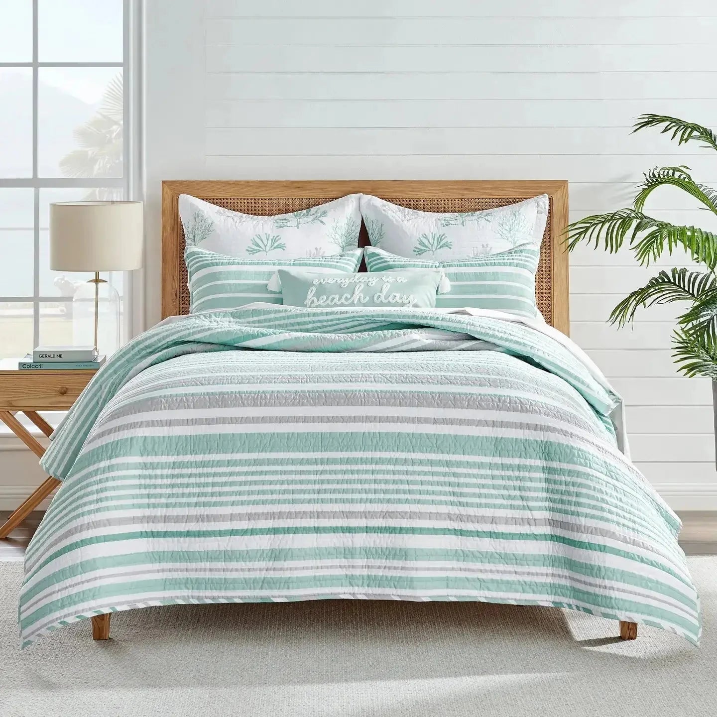 Truro 100% Cotton Quilt Cover Set Beautiful Coastal Bedding Sets - Spa Blue