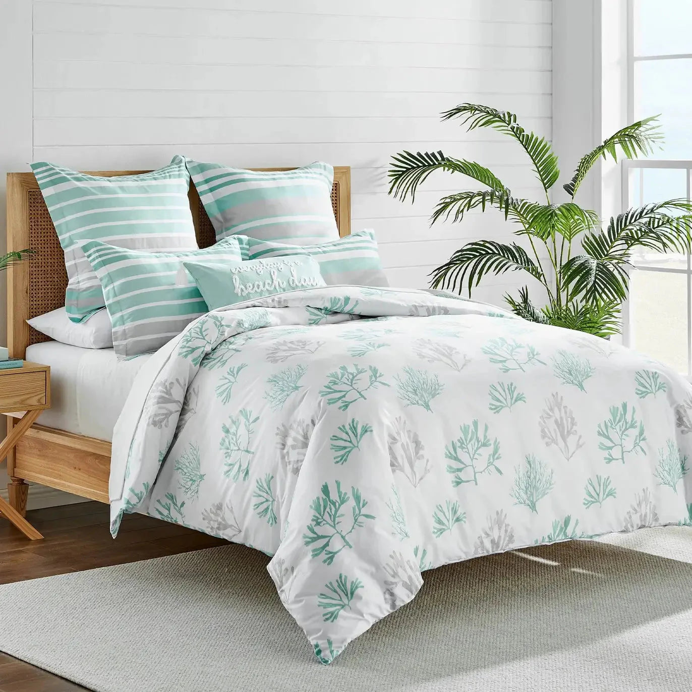 Truro Coastal Comforter Set - Spa Blue & White Comforter