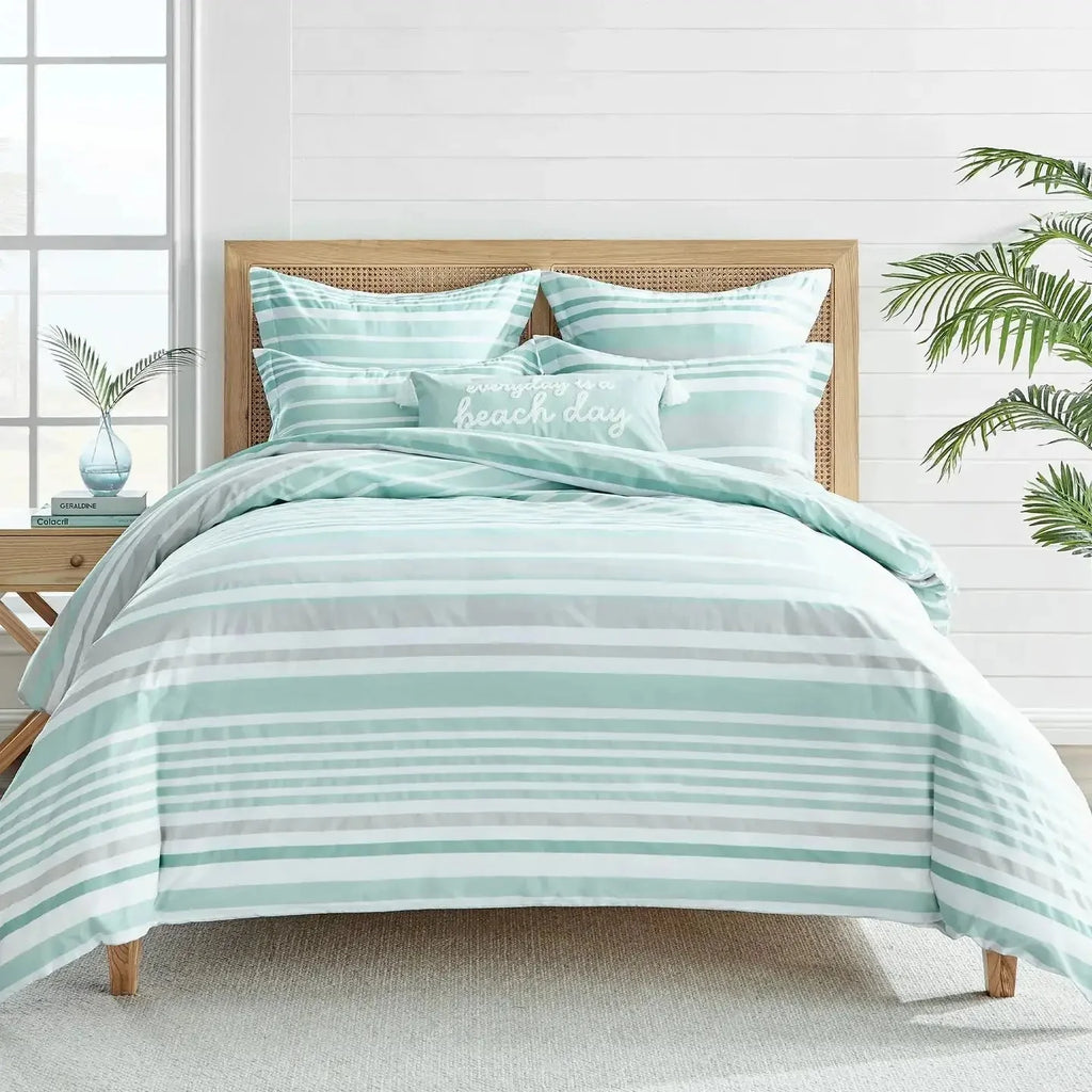 Truro Coastal Comforter Set - Spa Blue & White Comforter