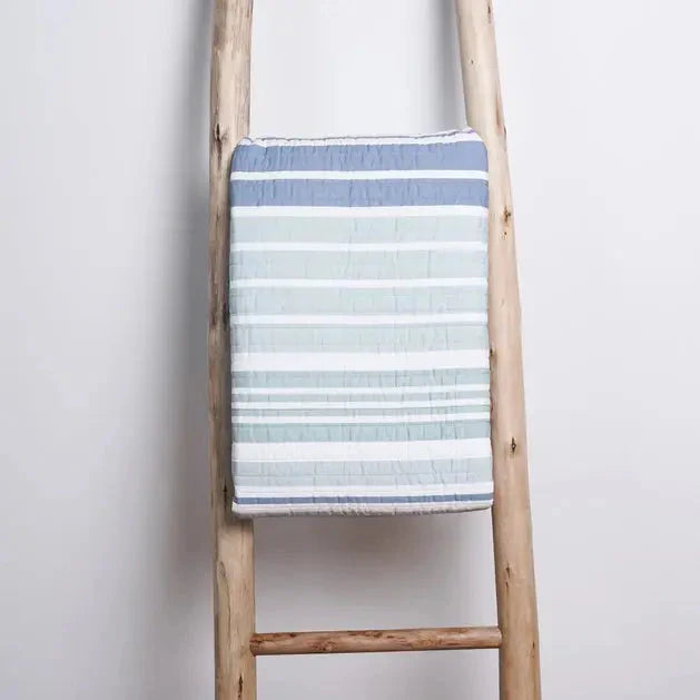 Truro Stripe Quilted Throw Blanket - Coastal Throw Blankets - Blue