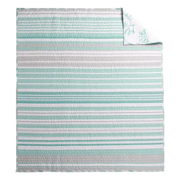 Truro Stripe Quilted Throw Blanket - Coastal Throw Blankets - Spa