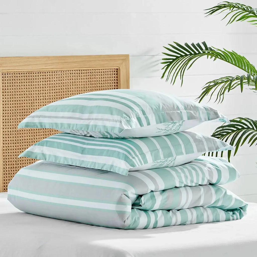 Truro Coastal Comforter Set - Spa Blue & White Comforter