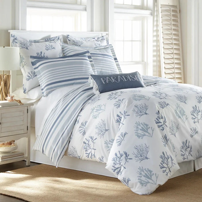Truro Duvet Cover Set - Blue - 100% Cotton Reversible Duvet Cover Set 3PC