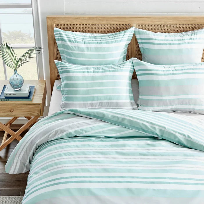 Truro Duvet Cover Set - Spa - 100% Cotton Reversible Duvet Cover Set 3PC