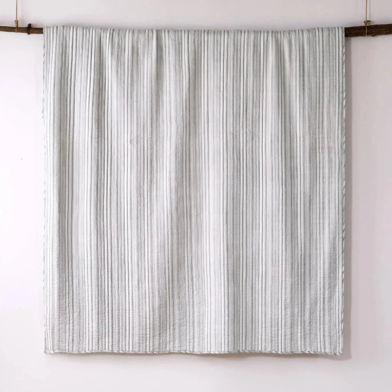Bondi Stripe Grey Quilt Set Coastal Bedding Set Grey Hues