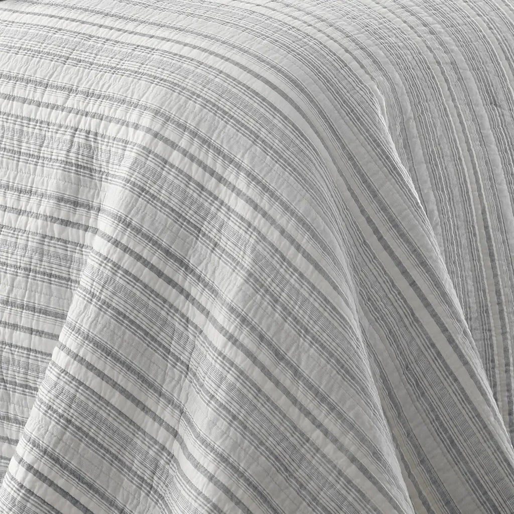 Bondi Stripe Grey Quilt Set Coastal Bedding Set Grey Hues
