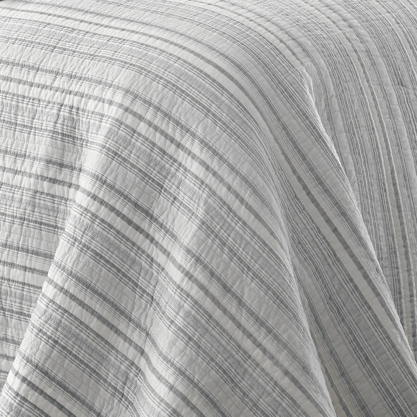 Bondi Stripe Grey Quilt Set Coastal Bedding Set Grey Hues
