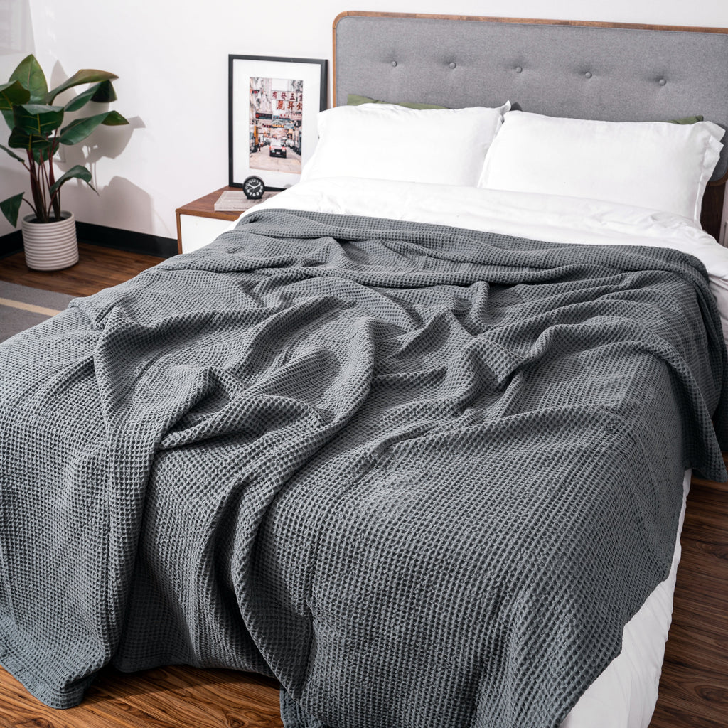 100% Pure Cotton Waffle Weave Blanket - Organic Blankets