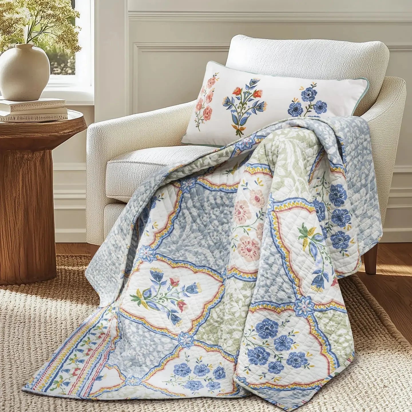 Zoey Quilted Throw Blanket  - Coastal Throw Blanket