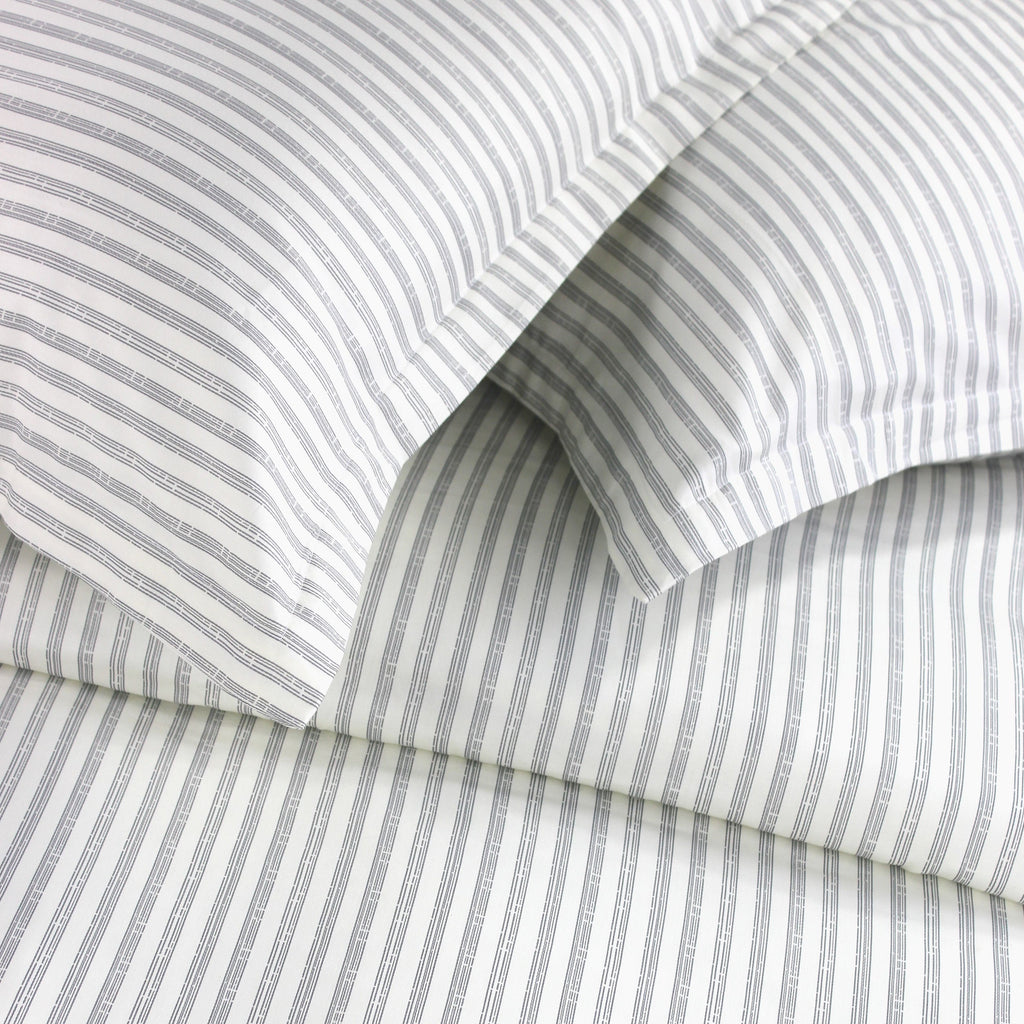 400TC Bamboo Stripe Design Duvet Set - Coastal Classic Striped Bedding