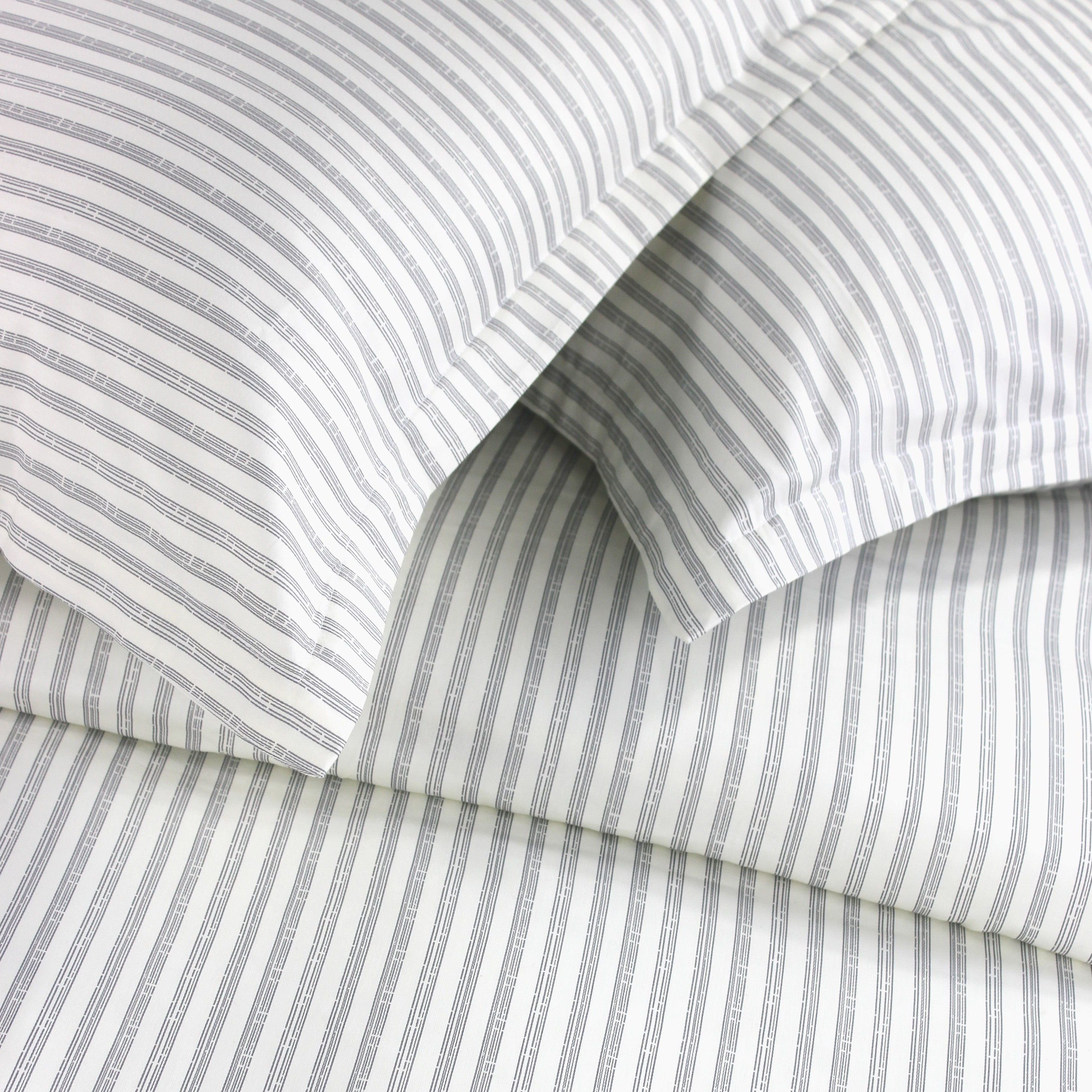 400TC Bamboo Stripe Design Duvet Set - Coastal Classic Striped Bedding