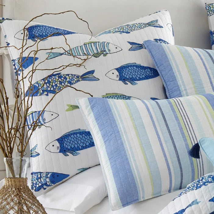 Catalina Fish Euro Sham Set of 2 - Coastal Throw Pillows