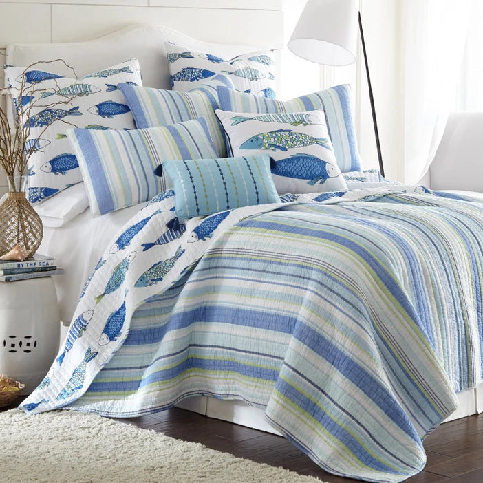 Catalina Fish Euro Sham Set of 2 - Coastal Throw Pillows