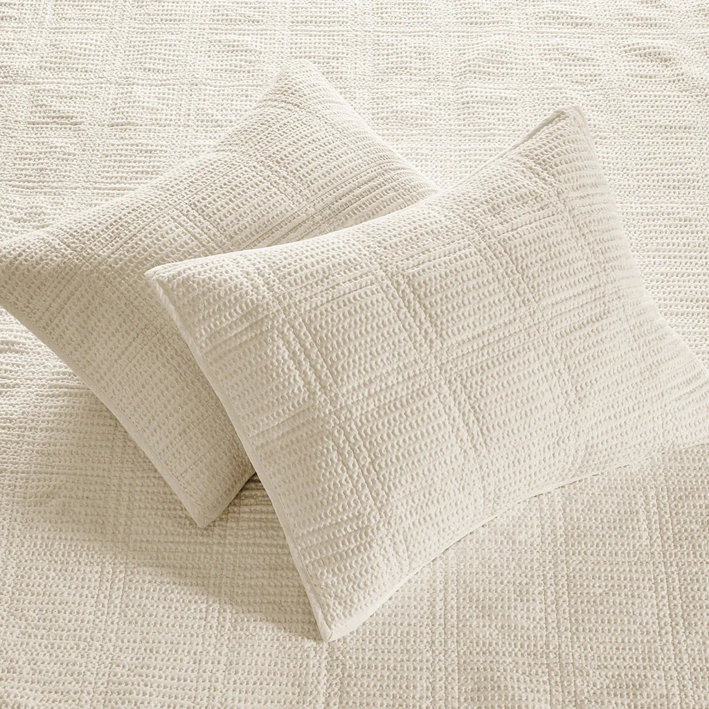 Cloud Waffle Reversible Cotton Quilt Set
