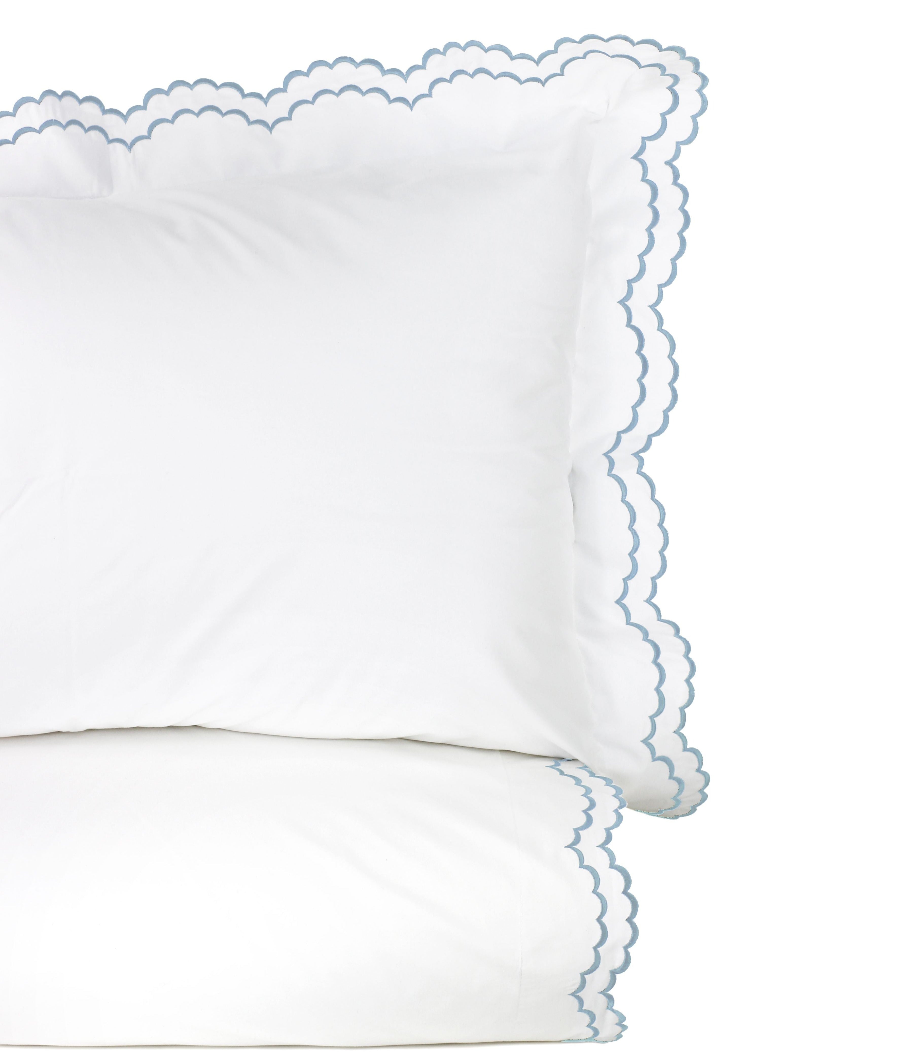 Double Scalloped Edge Embroidered Percale Duvet Set 300TC 100% Cotton