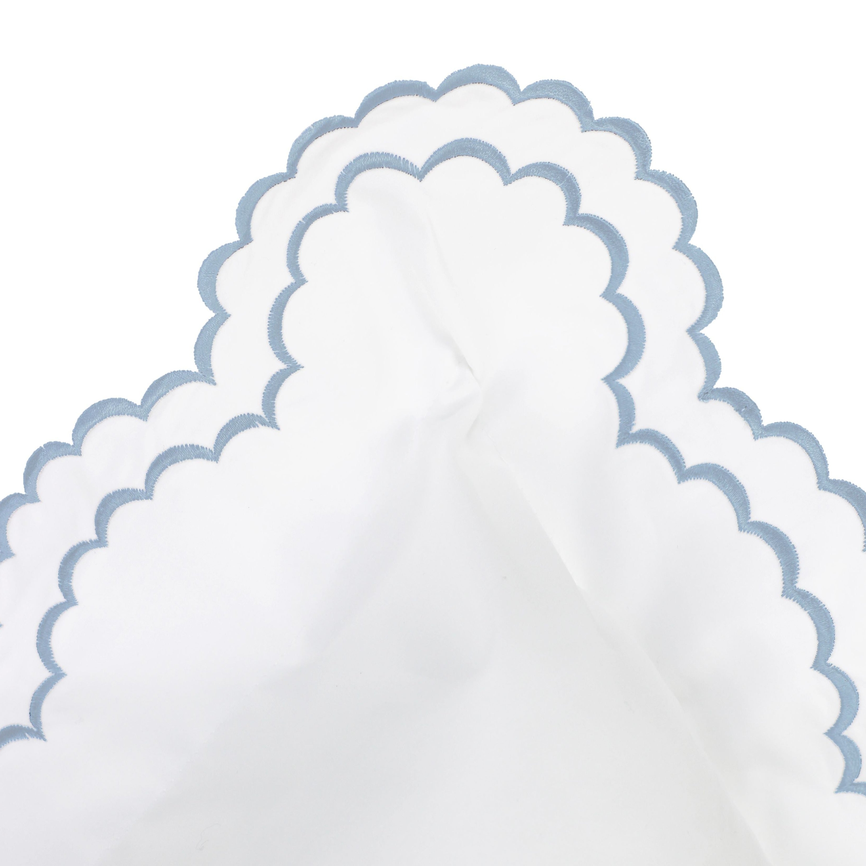 Double Scalloped Edge Embroidered Percale Duvet Set 300TC 100% Cotton