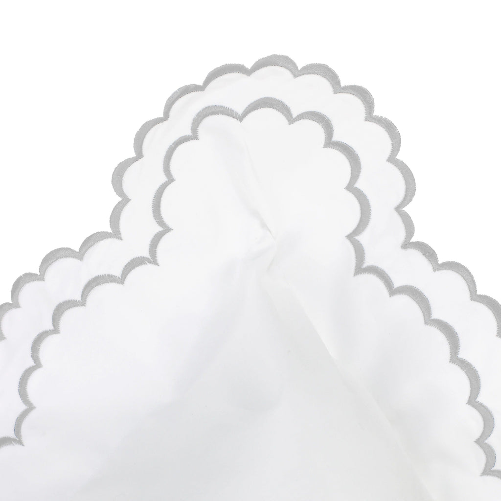 Double Scalloped Edge Embroidered Percale Duvet Set 300TC 100% Cotton