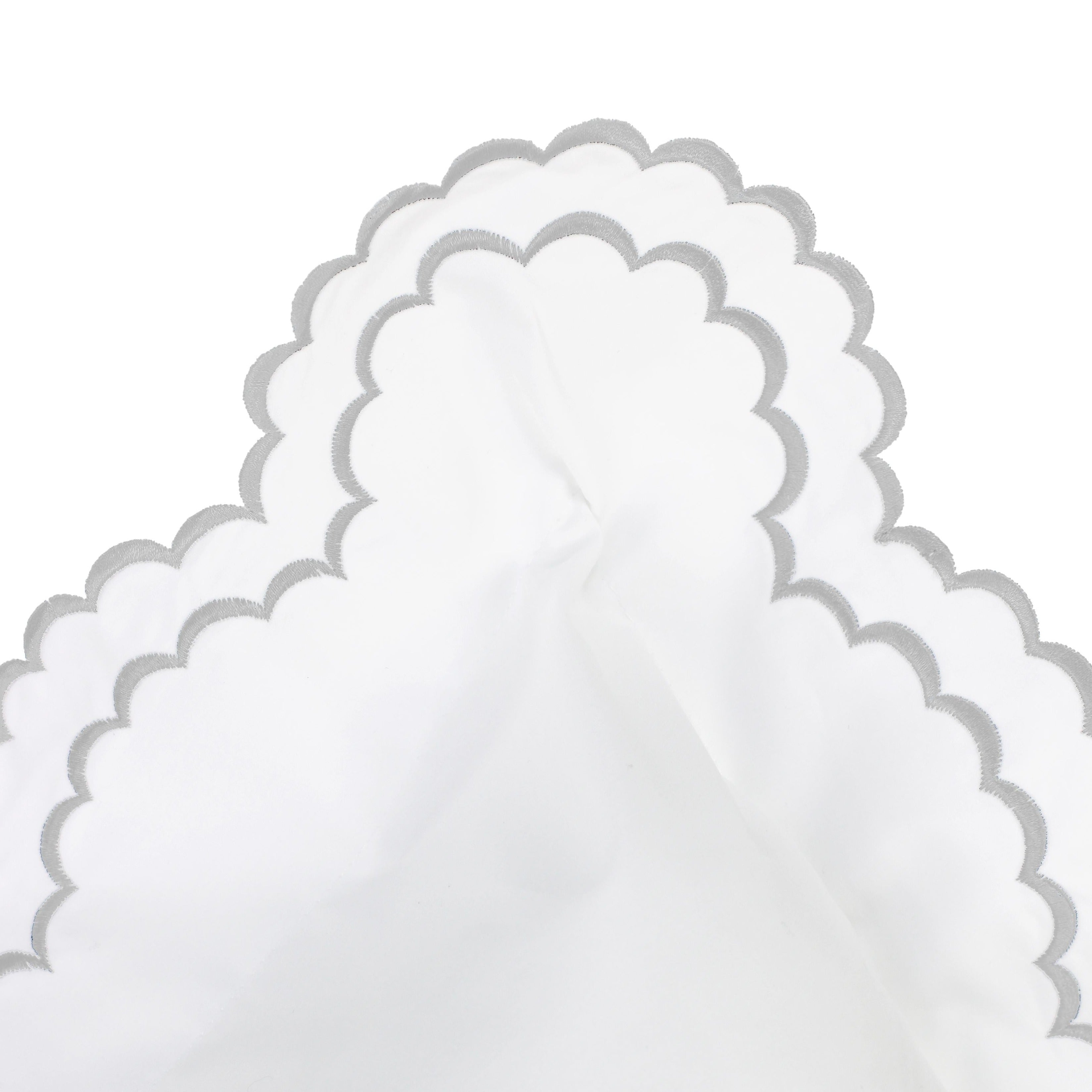 Double Scalloped Edge Embroidered Percale Duvet Set 300TC 100% Cotton