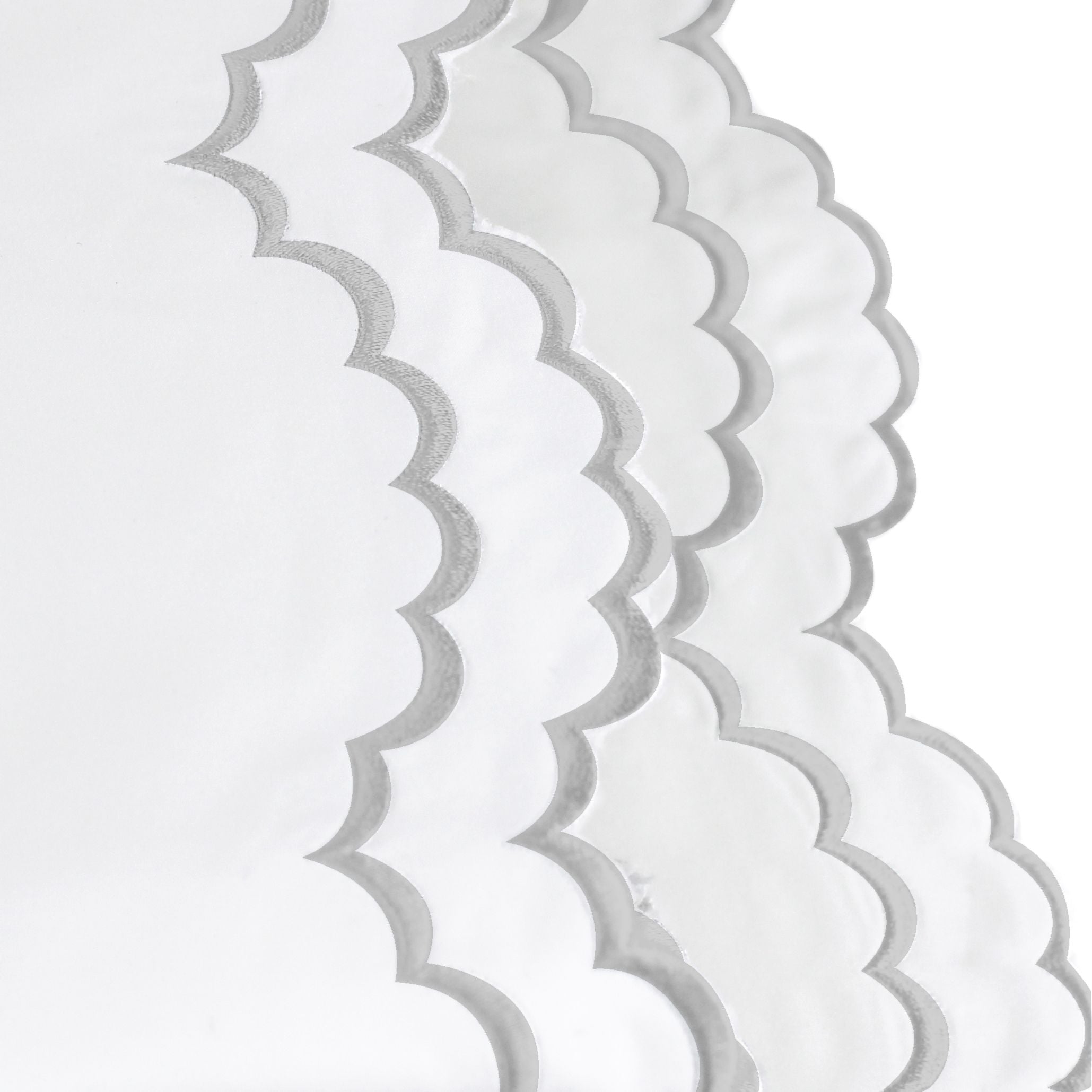 Double Scallop Embroidered Percale Pillowcase Pair