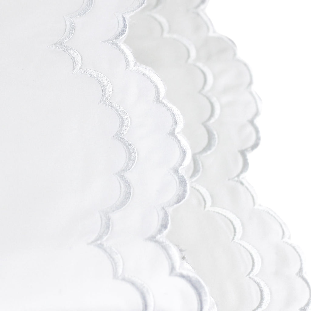 Double Scallop Embroidered Percale Pillowcase Pair