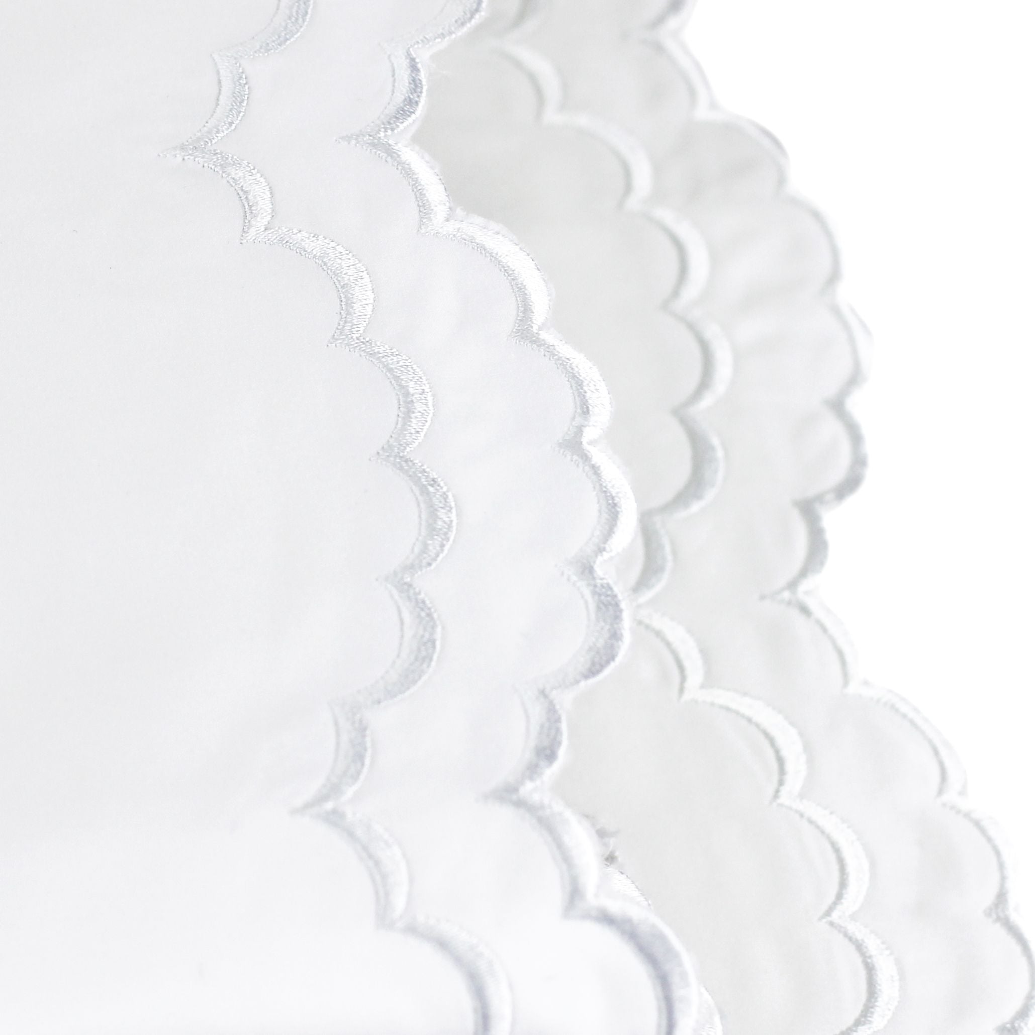 Double Scallop Embroidered Percale Pillowcase Pair