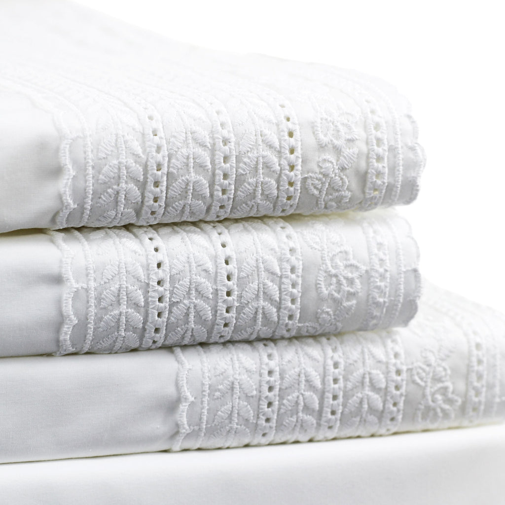 300TC Elizabeth Lace Cotton Percale Sheet Set