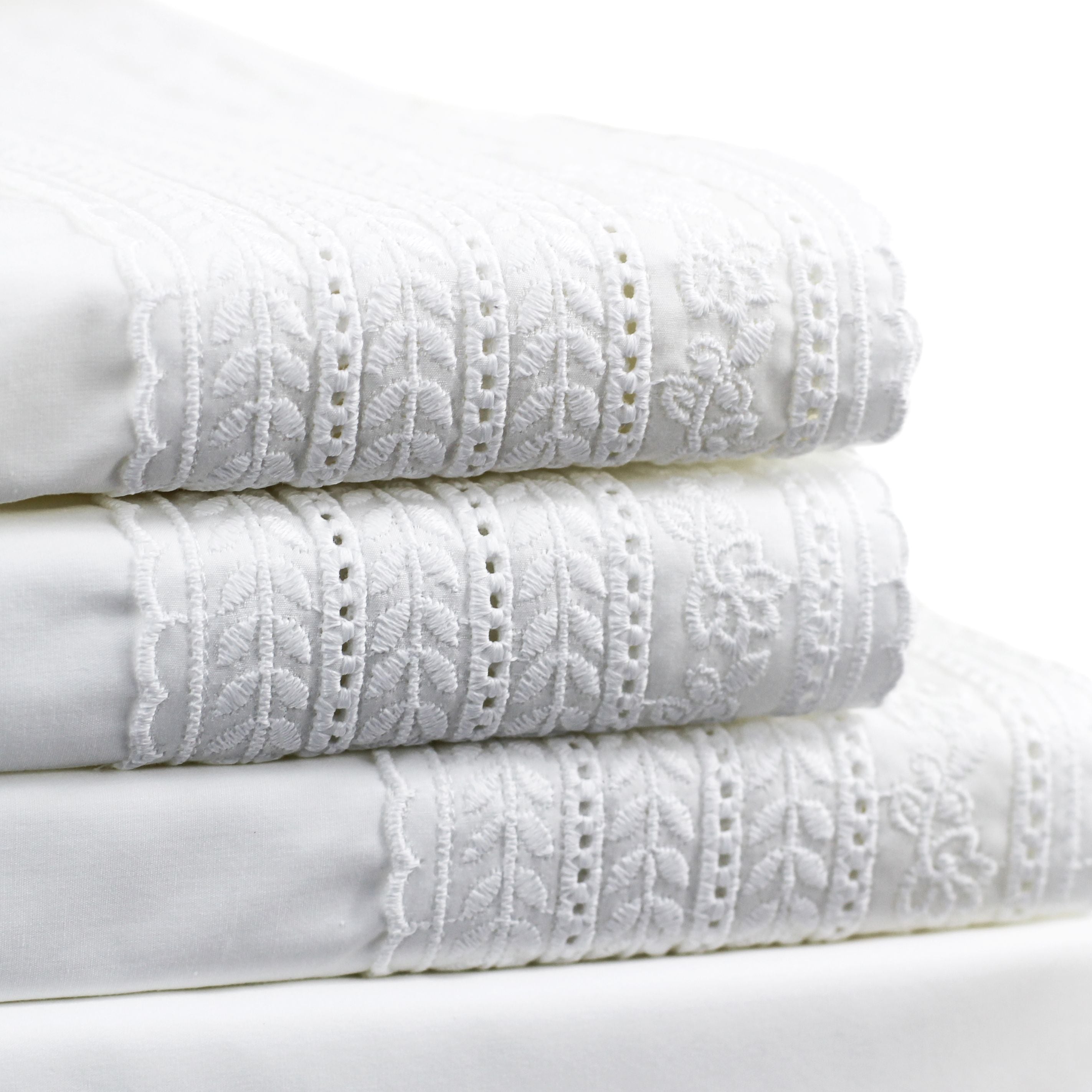 300TC Elizabeth Lace Cotton Percale Sheet Set