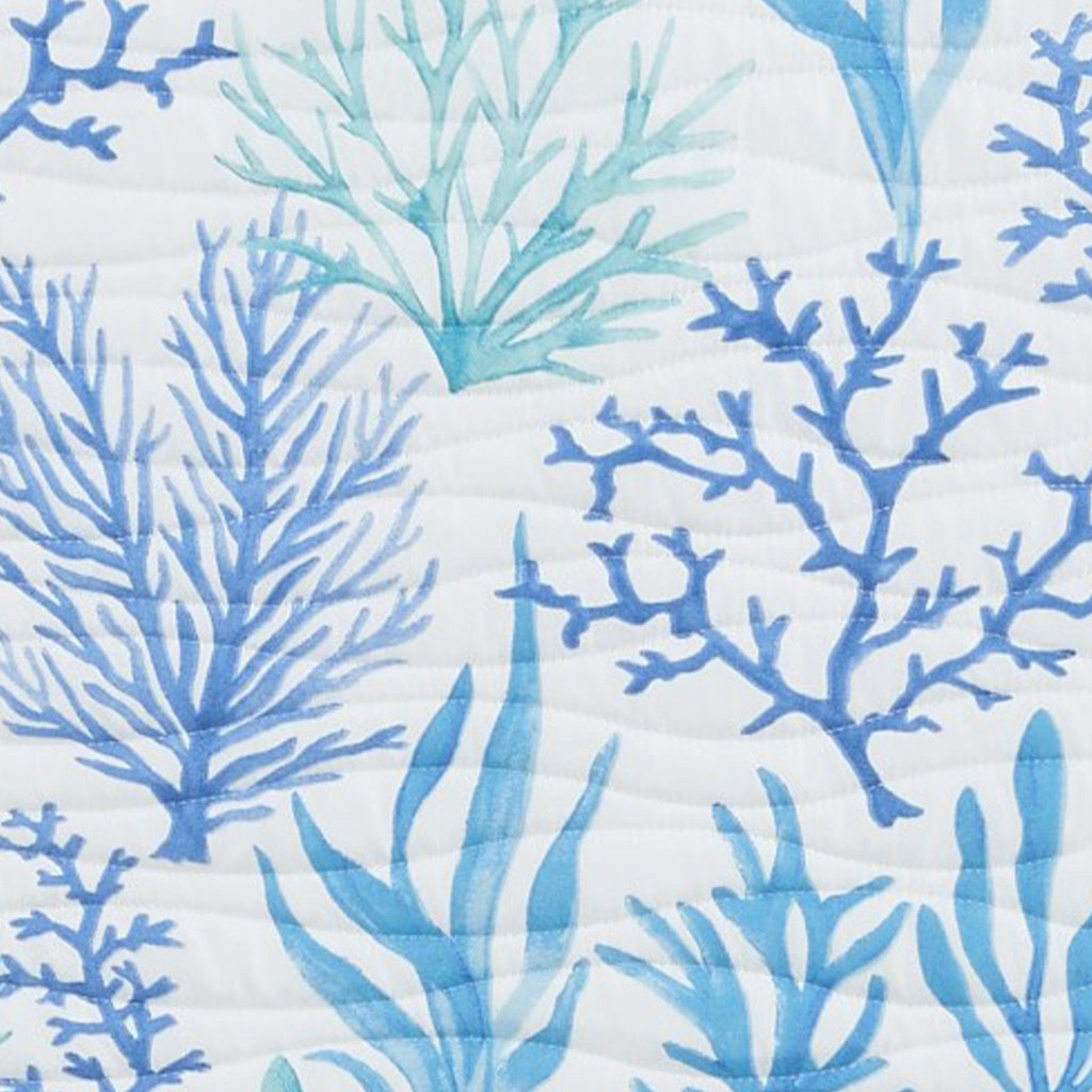 Coastal Blue Coral Quilt Amelia Island 3PC - Lightweight Microfiber